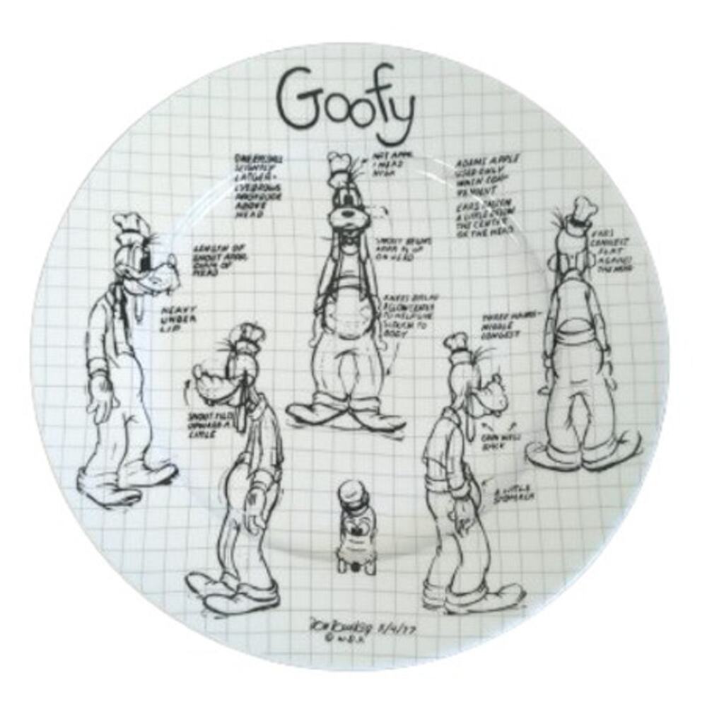 Disney Sketchbook Goofy Dinner Plate-White/Black-Size 10.5 inch-NWT-M29